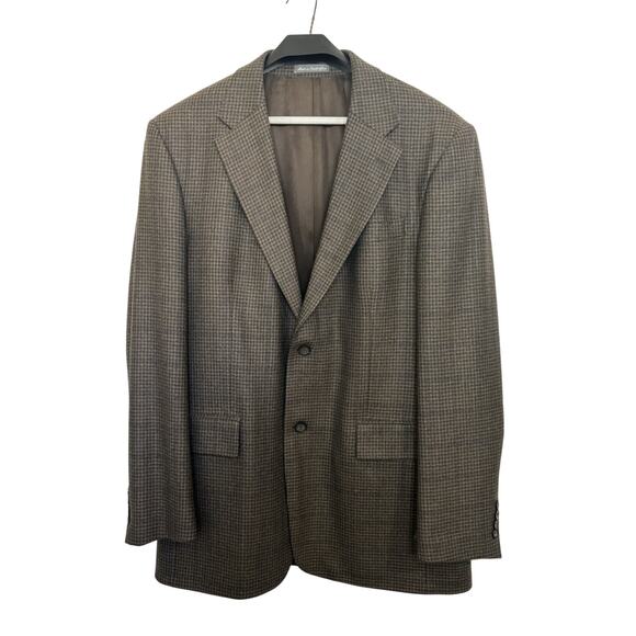 Oscar De La Renta Men’s Wool Cashmere Brown Tweed Sport Coat Blazer Size 42L - Picture 1 of 8